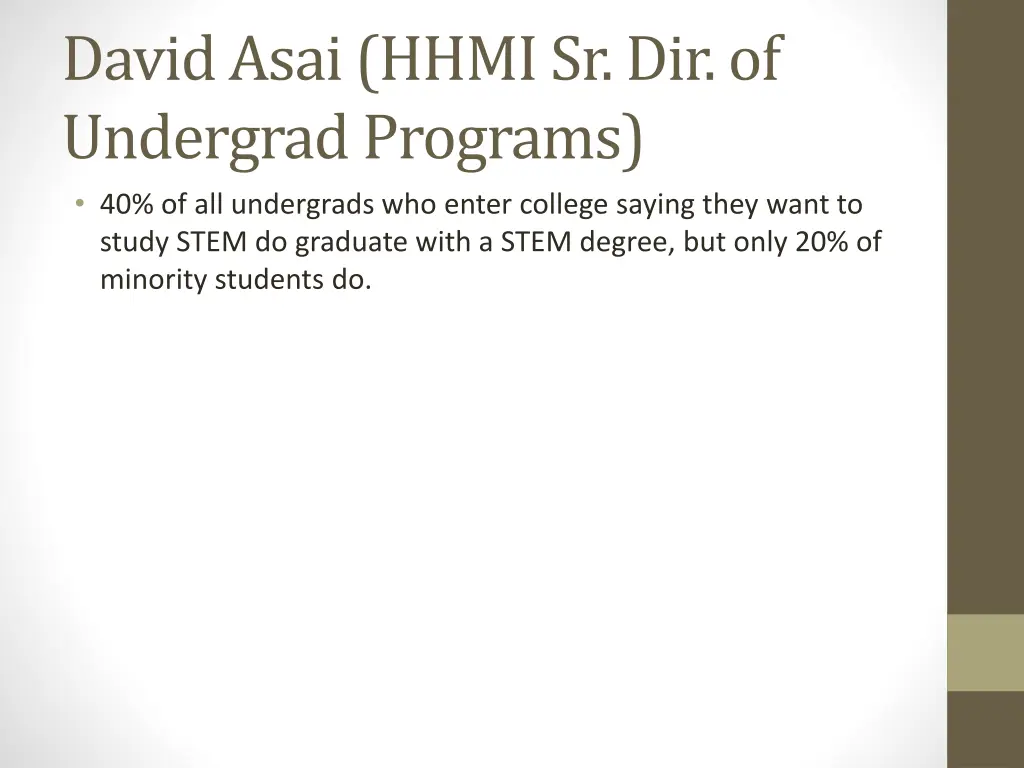 david asai hhmi sr dir of undergrad programs
