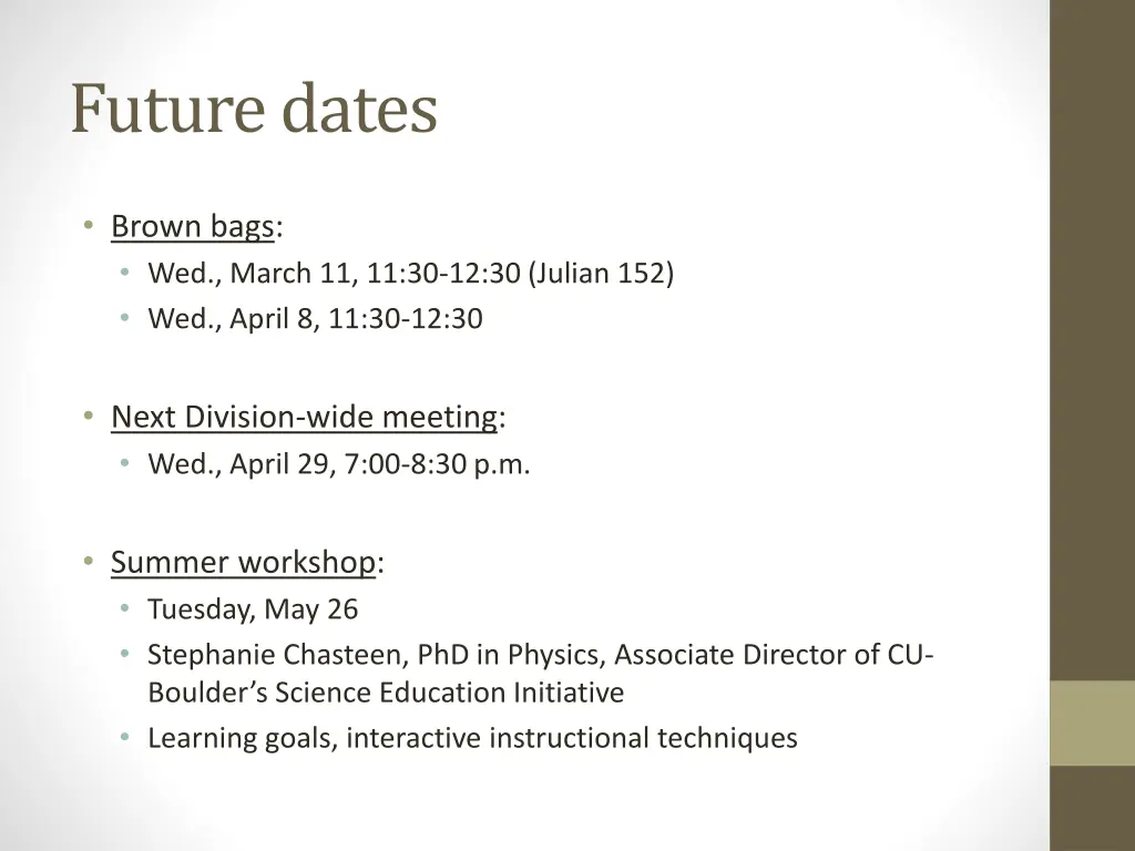 future dates