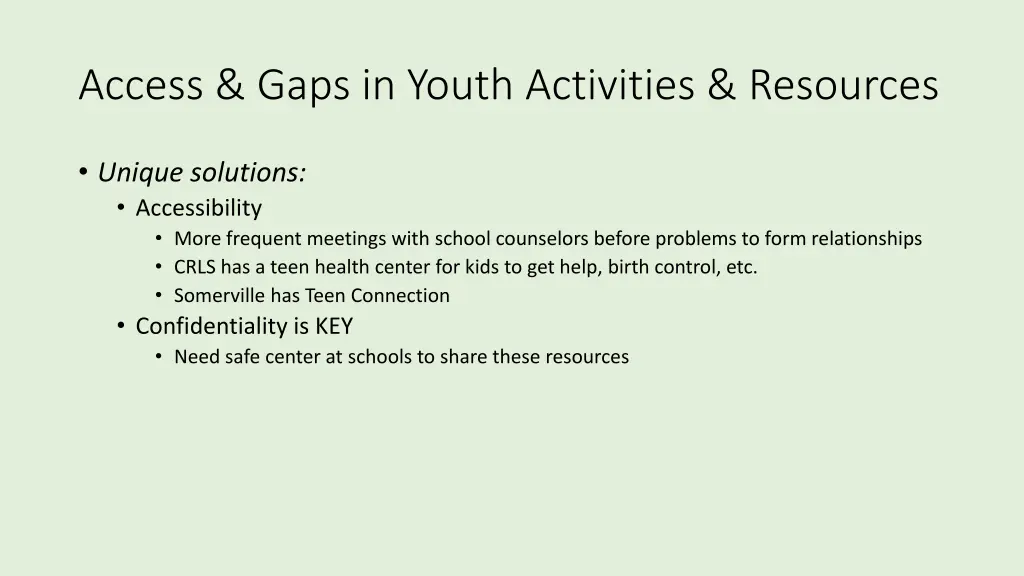 access gaps in youth activities resources