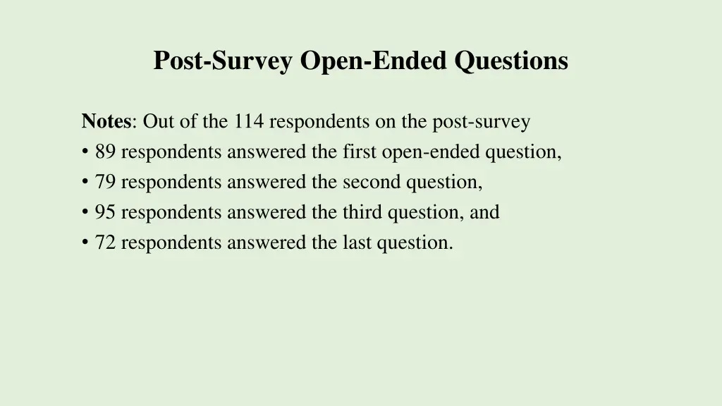 post survey open ended questions