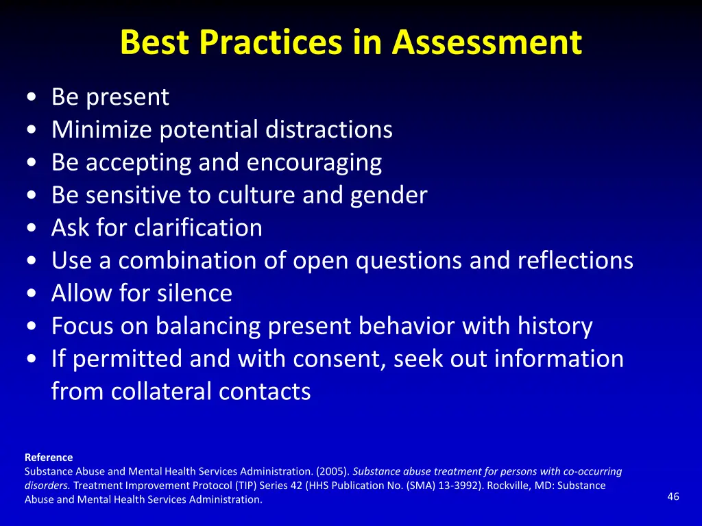 best practices in assessment
