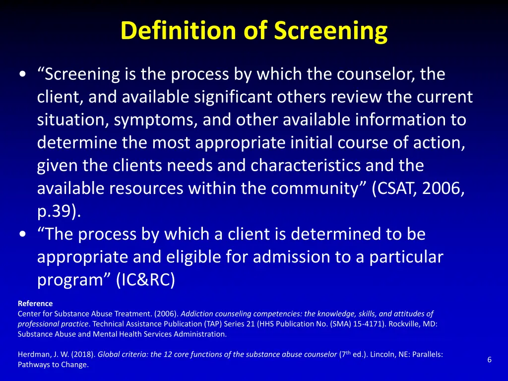 definition of screening