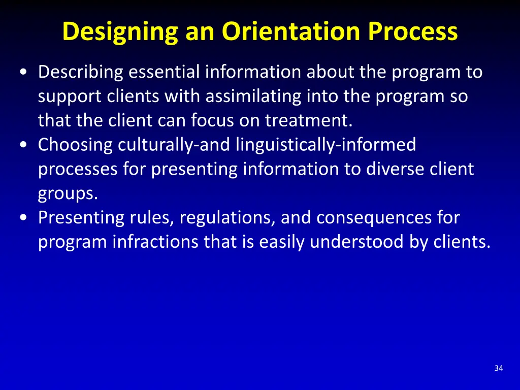 designing an orientation process