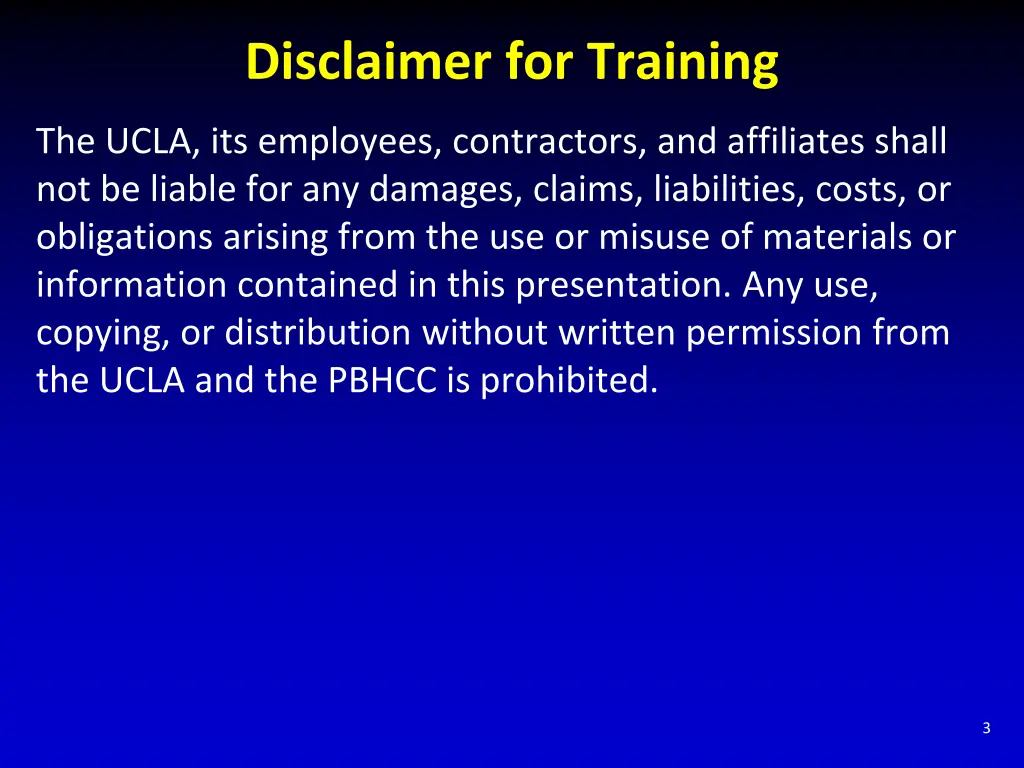 disclaimer for training