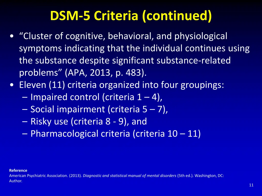 dsm 5 criteria continued