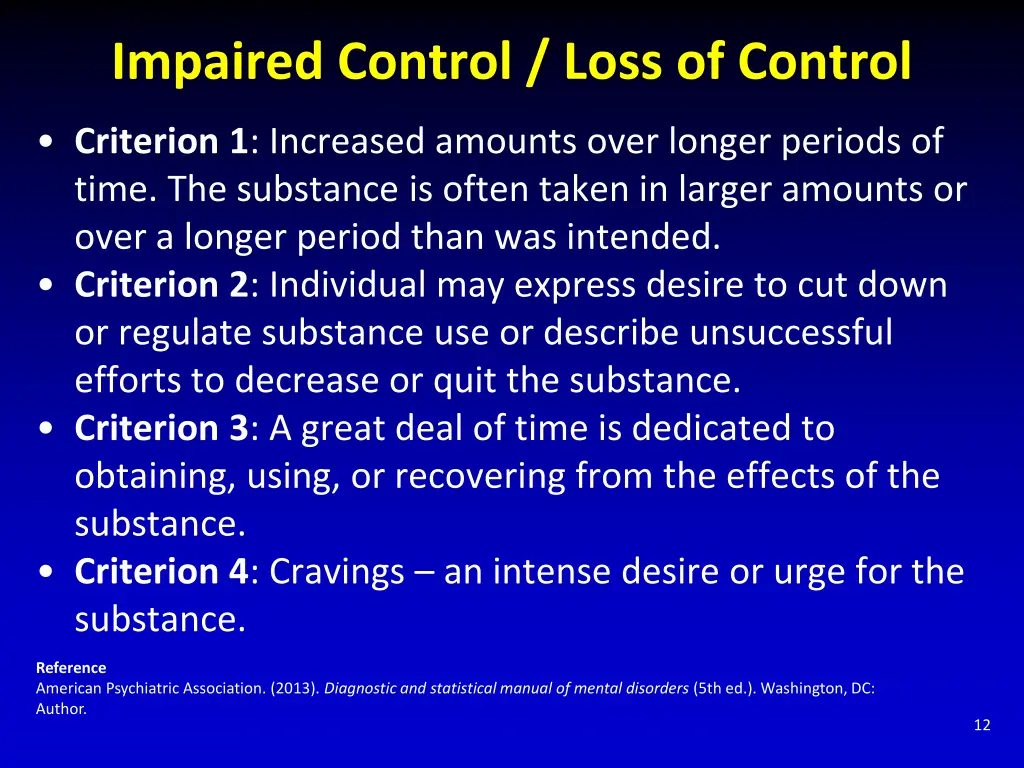 impaired control loss of control