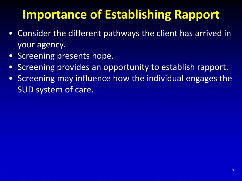 importance of establishing rapport