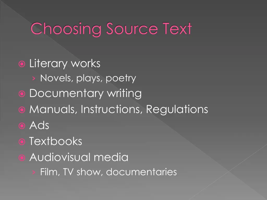 choosing source text