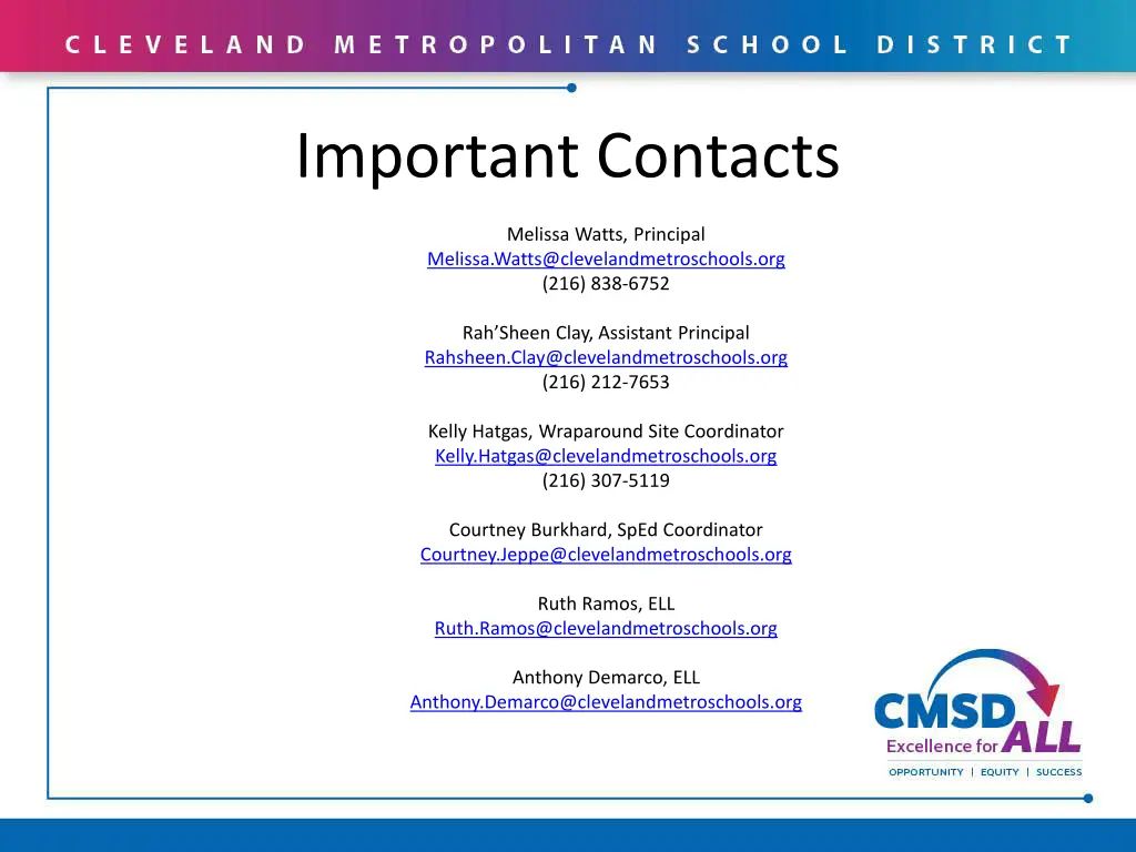 important contacts
