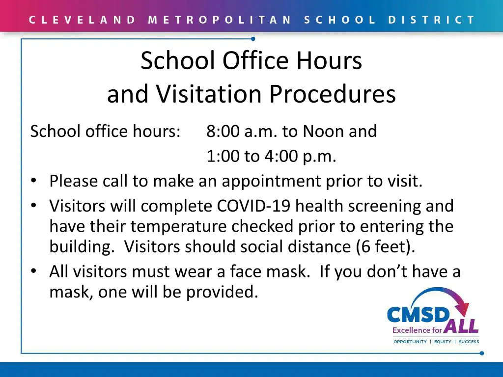 school office hours and visitation procedures
