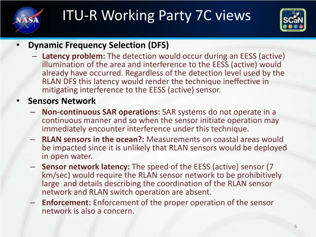 itu r working party 7c views 1