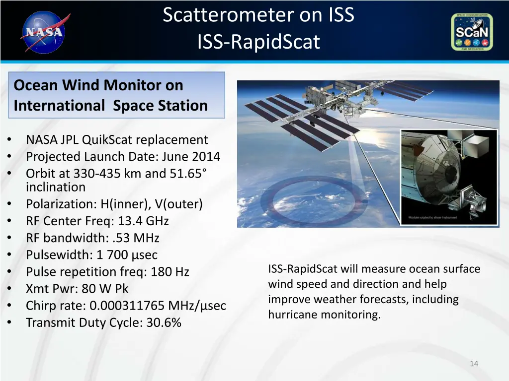 scatterometer on iss iss rapidscat