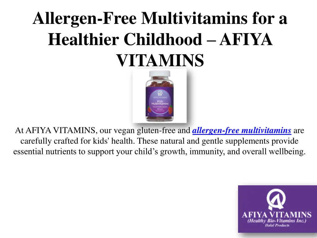 allergen free multivitamins for a healthier