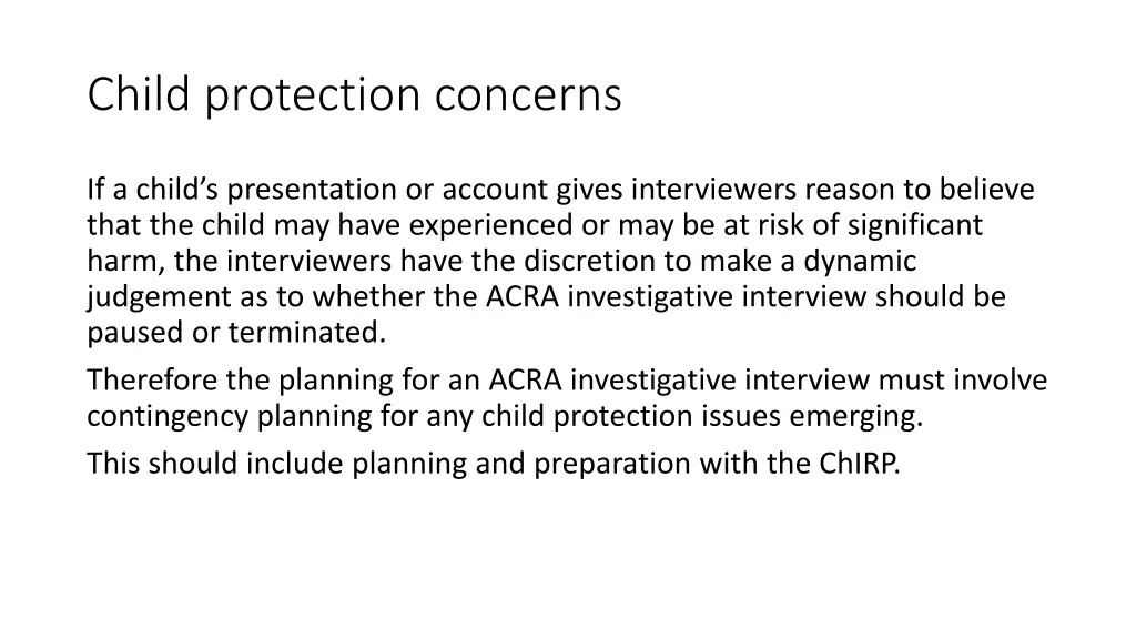 child protection concerns