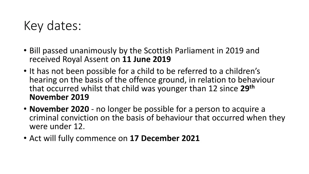 key dates