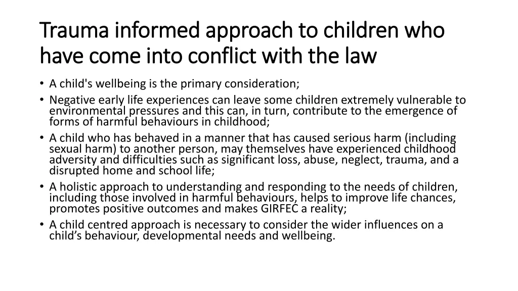 trauma informed approach to children who trauma