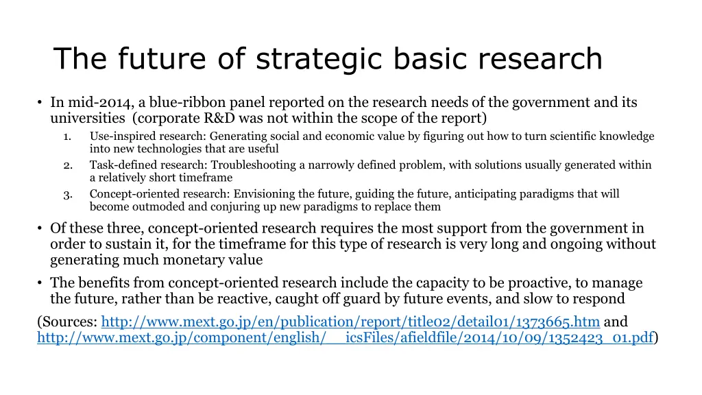 the future of strategic basic research