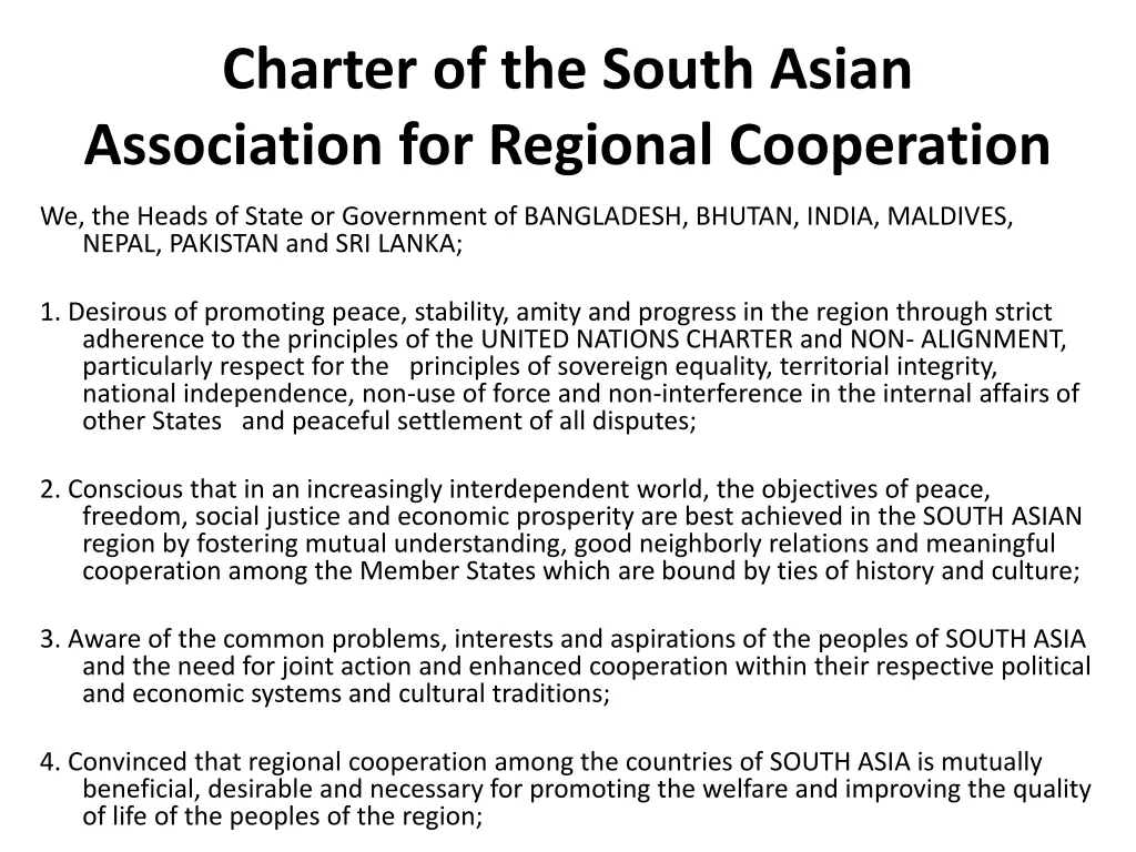 charter of the south asian association