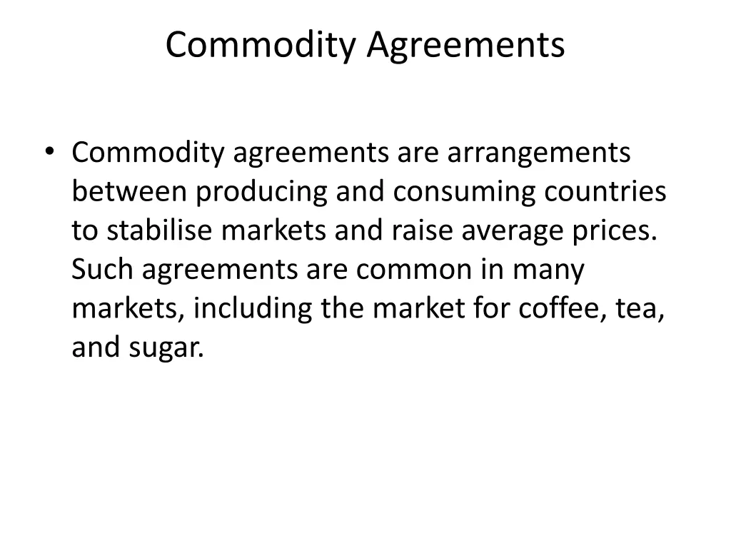 commodity agreements