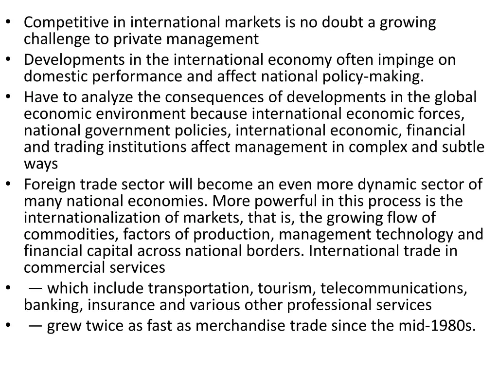 competitive in international markets is no doubt