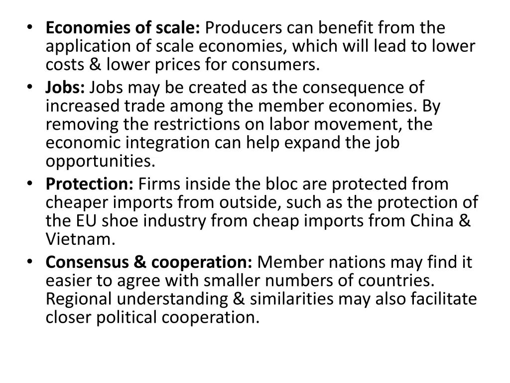 economies of scale producers can benefit from