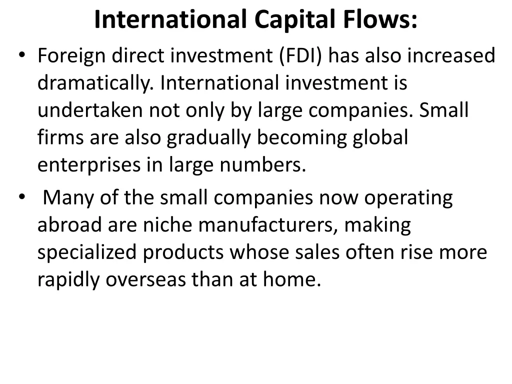 international capital flows foreign direct