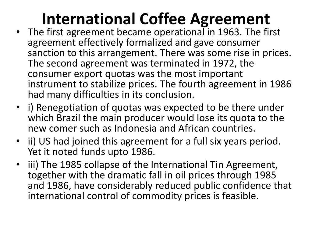 international coffee agreement the first