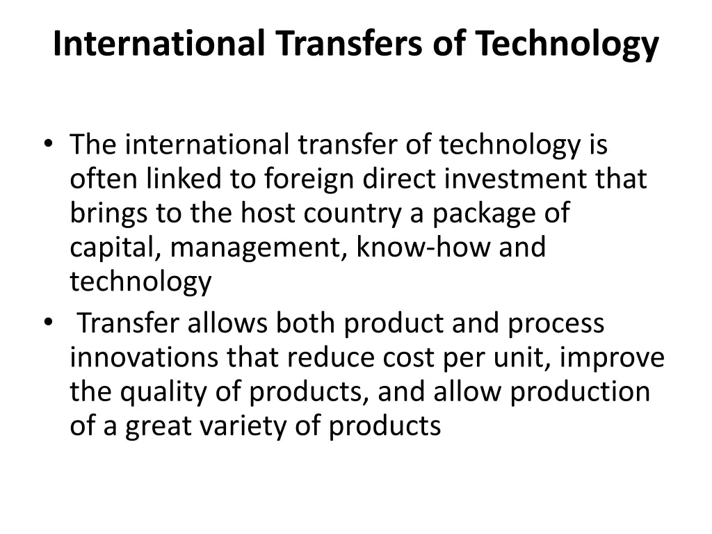 international transfers of technology