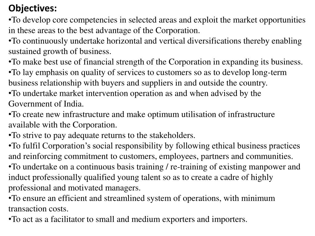 objectives to develop core competencies