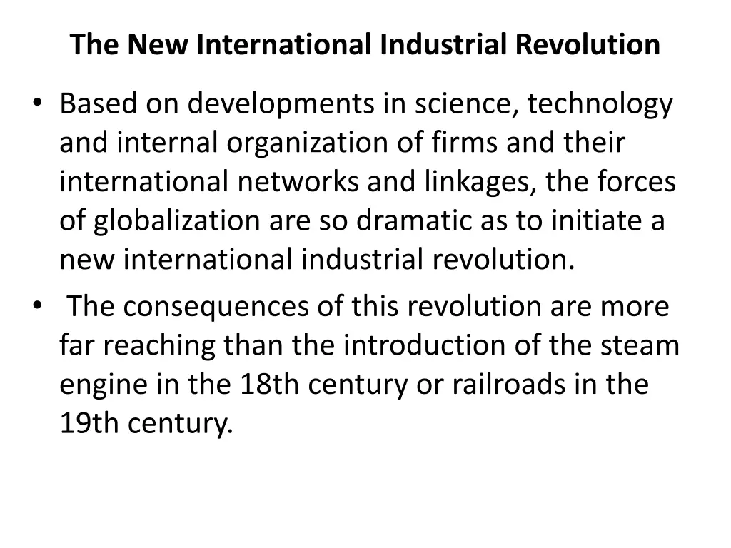 the new international industrial revolution
