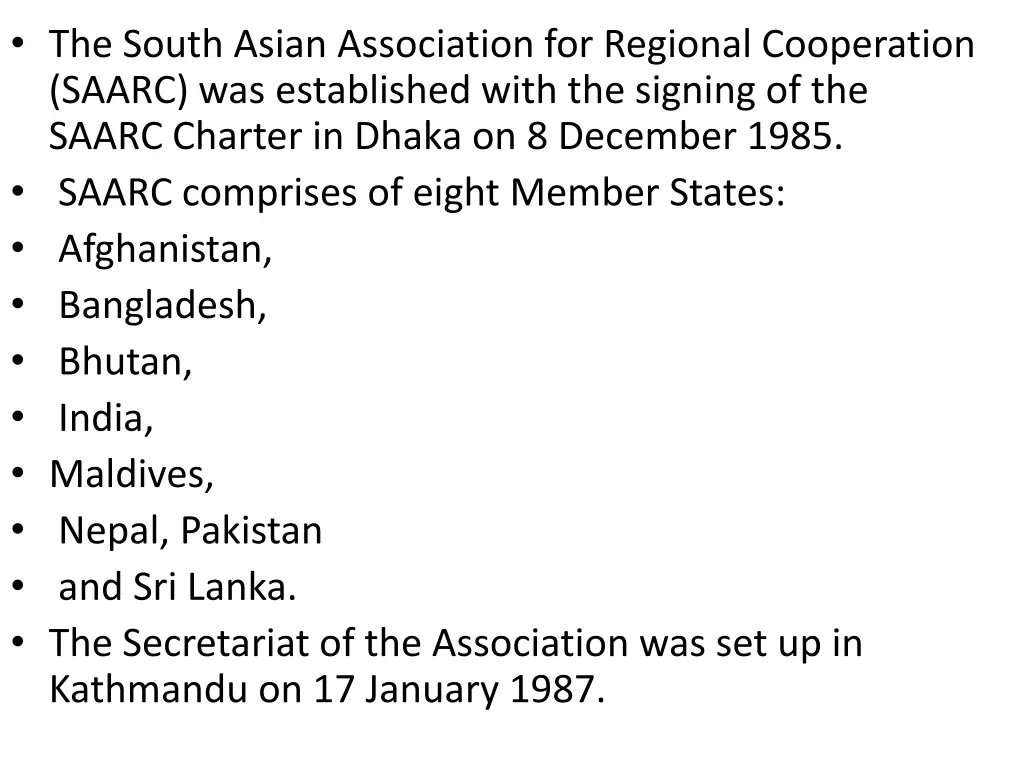 the south asian association for regional