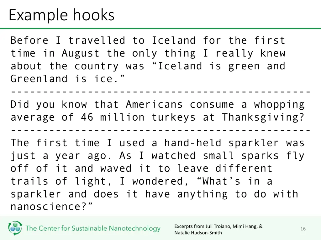 example hooks