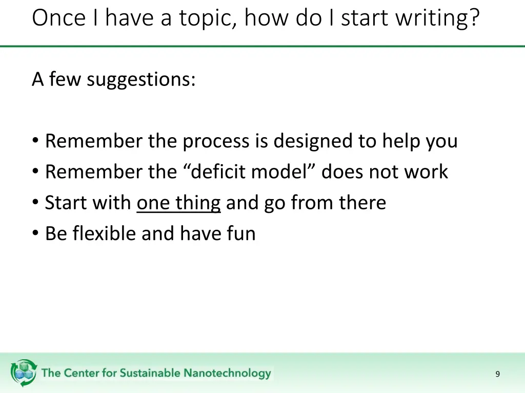 once i have a topic how do i start writing