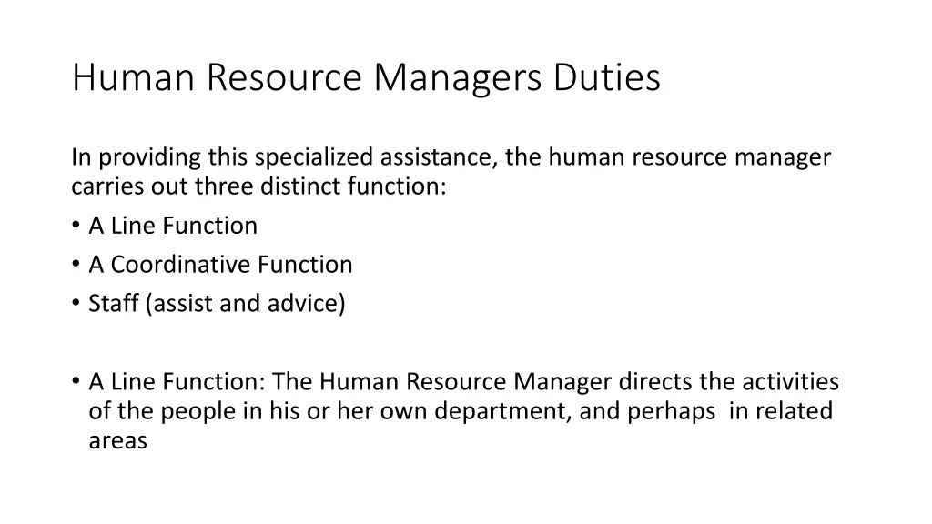 human resource managers duties