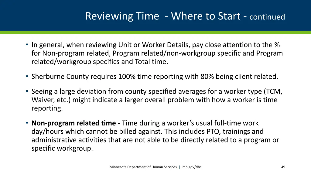 reviewing time where to start continued