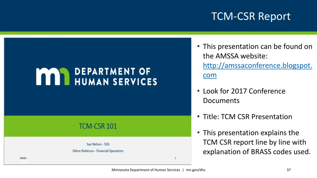 tcm csr report