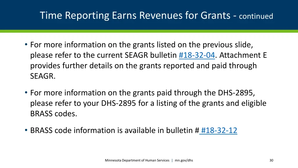 time reporting earns revenues for grants continued