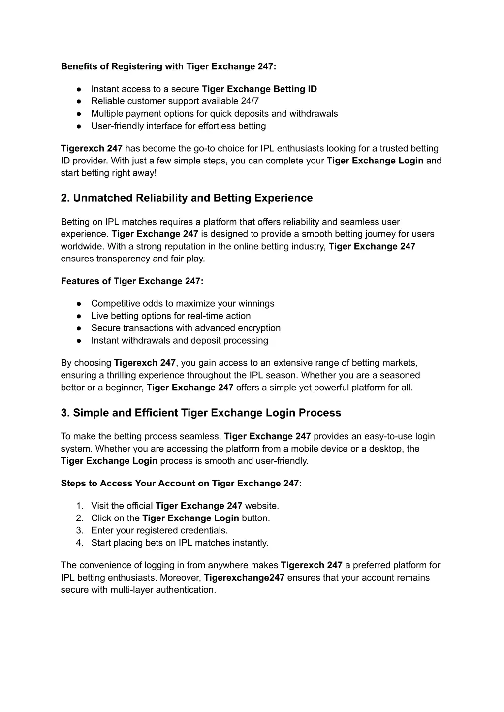 benefits of registering with tiger exchange 247
