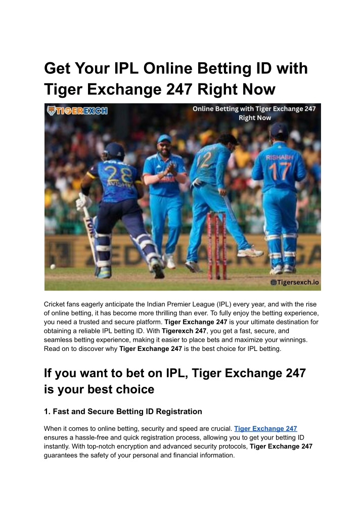 get your ipl online betting id with tiger
