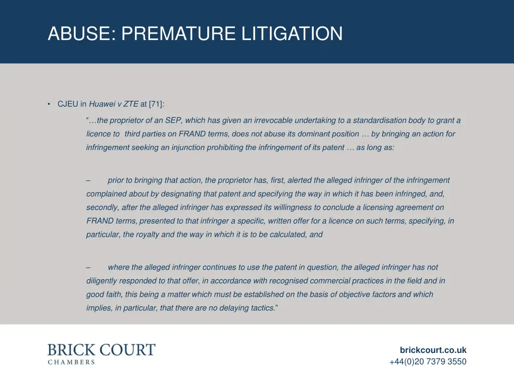 abuse premature litigation