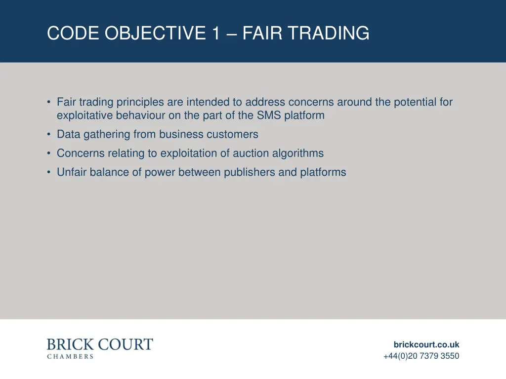 code objective 1 fair trading