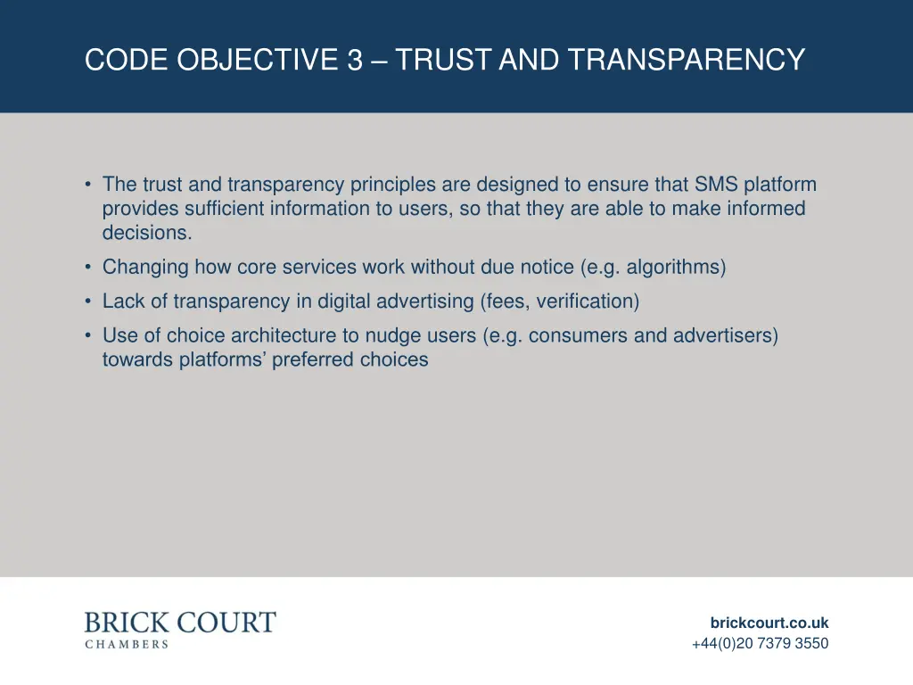 code objective 3 trust and transparency