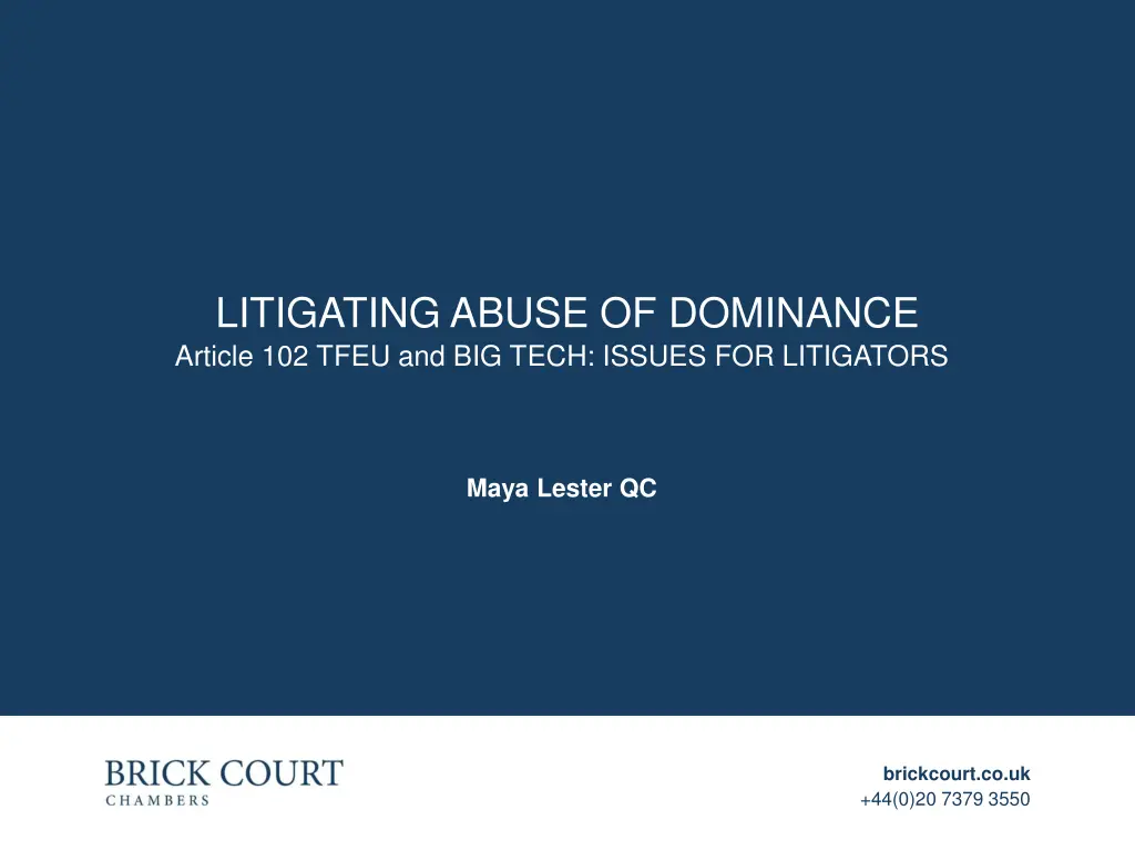 litigating abuse of dominance article 102 tfeu 1