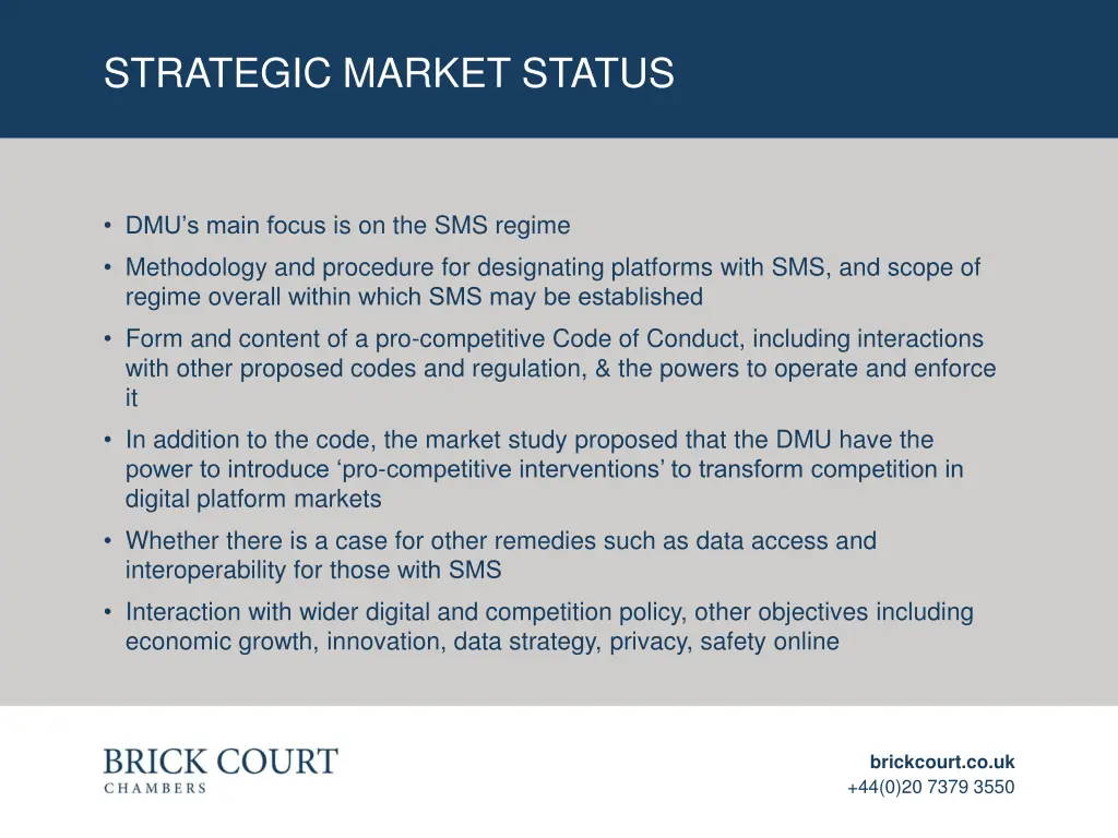 strategic market status