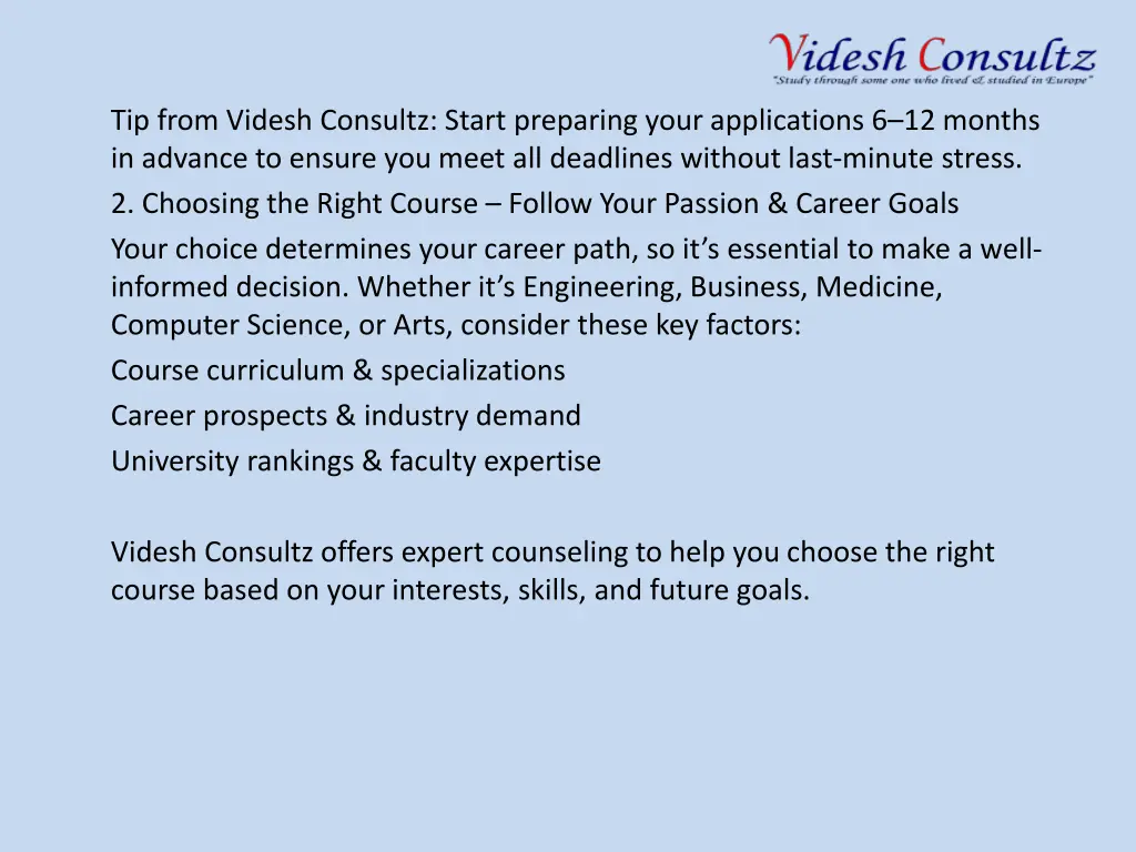 tip from videsh consultz start preparing your