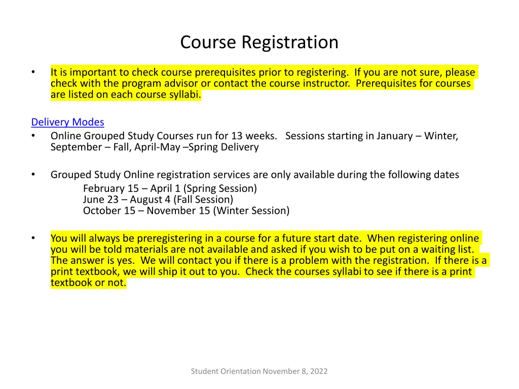 course registration