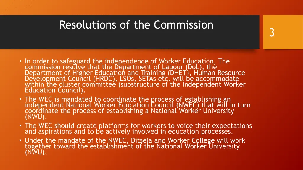 resolutions of the commission 1