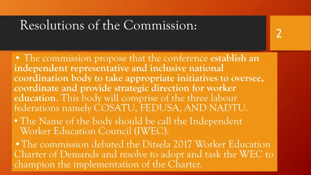 resolutions of the commission