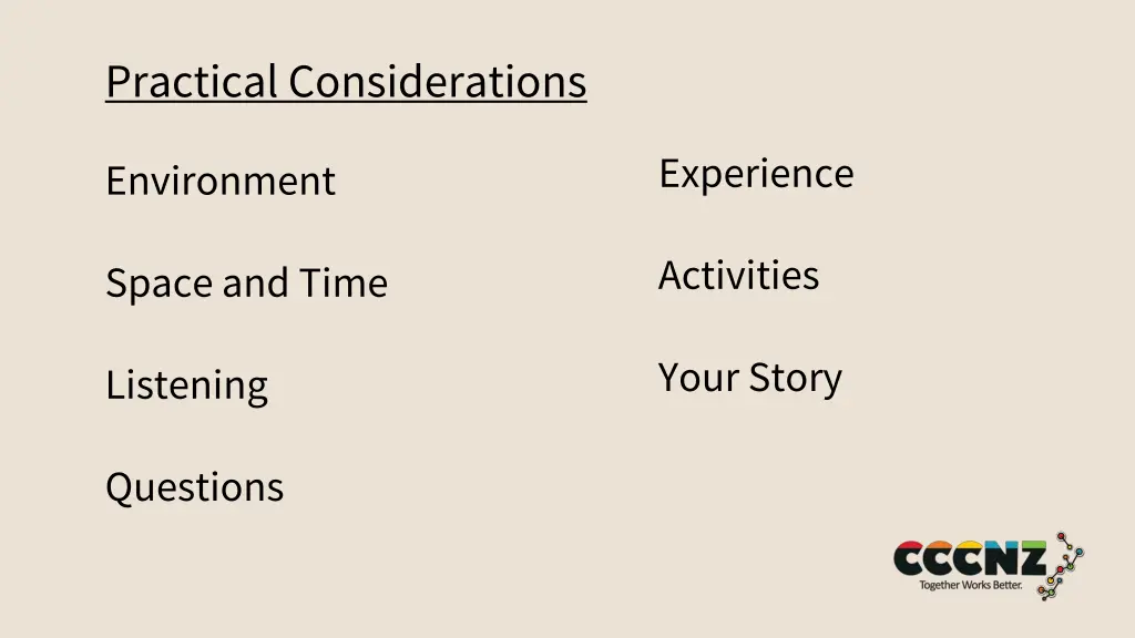 practical considerations
