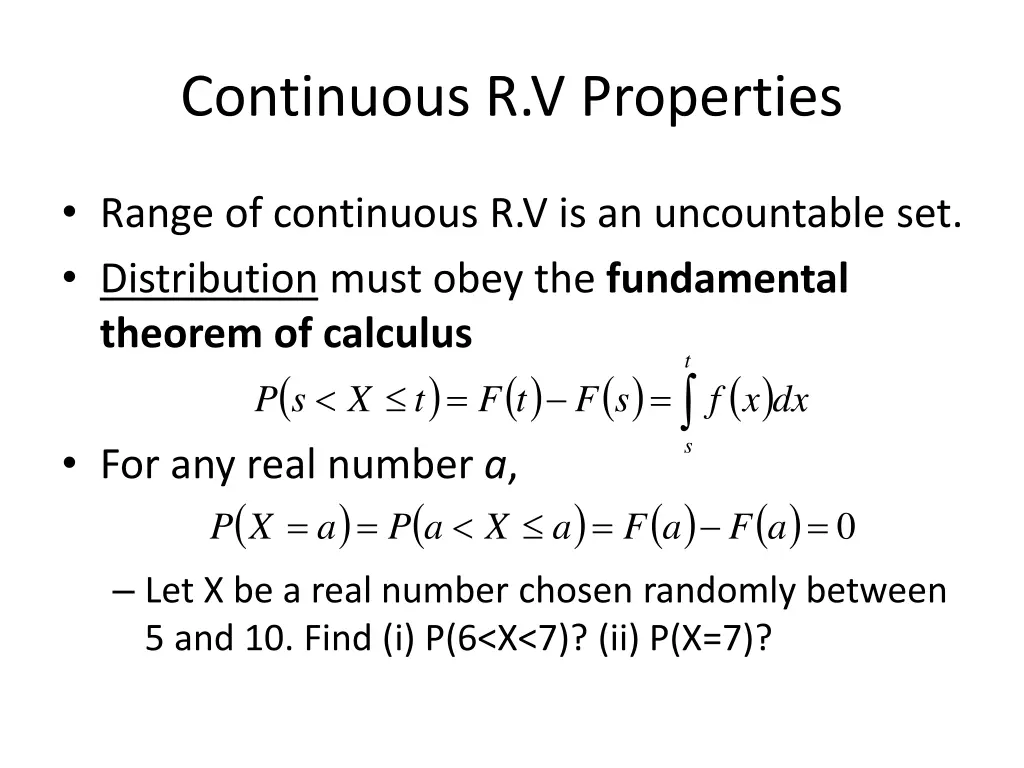 continuous r v properties